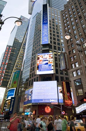 Reuters Screen Showing Dell Advertising in Times Square, New York