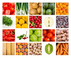 fruits veggies collage