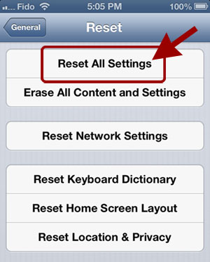 resetting iphone 5